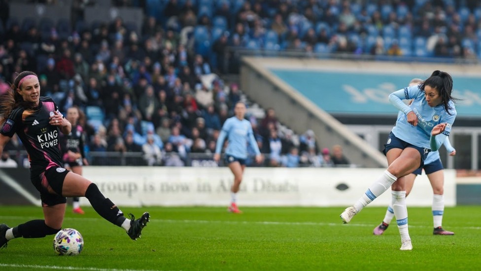 CLINICAL : Leila found the net for a second time at City with this smart finish against Leicester in a February 2025 FA Cup tie