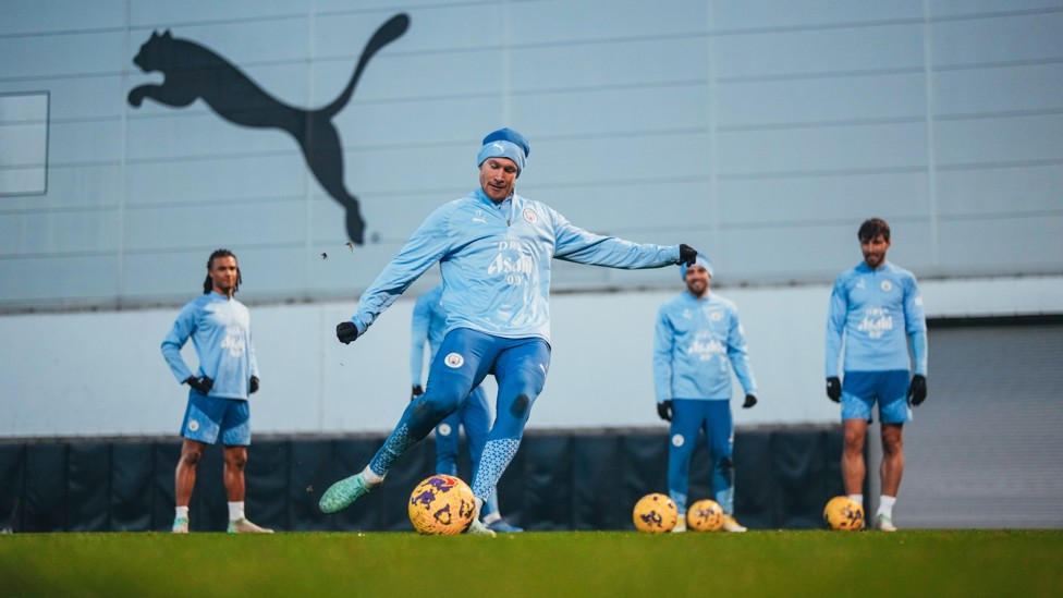 STRIKE : Kevin De Bruyne shows off his shooting skills. 
