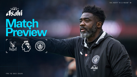 Image promoting a match preview sponsored by Asahi featuring Crystal Palace and Manchester City logos with Premier League branding for December 12, 2025.