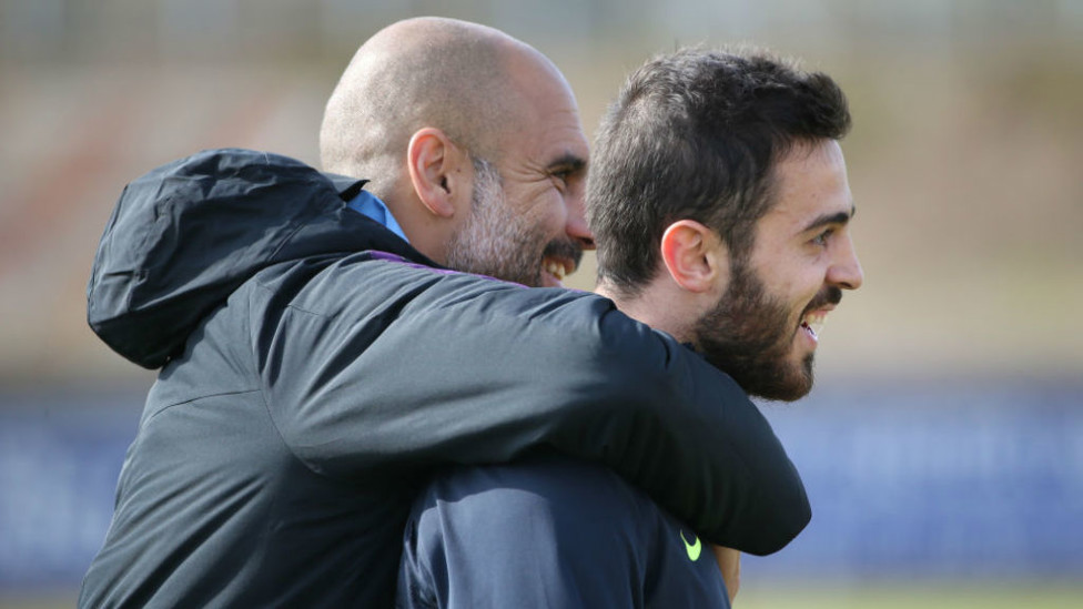 PEP TALK : The City boss has spoken glowingly of Bernardo's all-round contribution to the Club