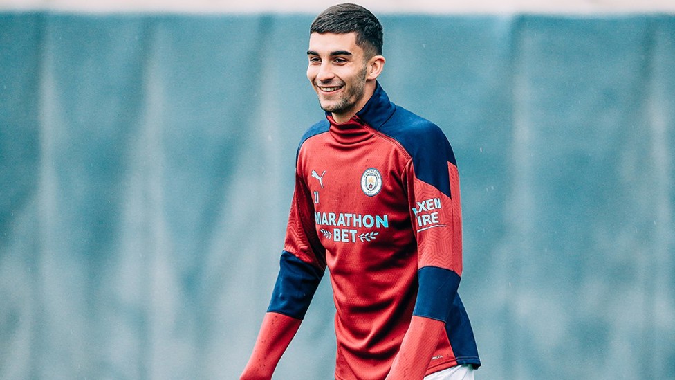 NEW GEAR : Ferran Torres looks happy to be wearing his new kit!