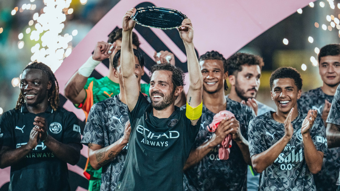 TROPHY LIFT: All smiles for Bernardo!