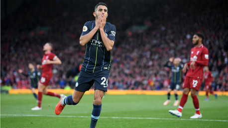 SO CLOSE: Riyad Mahrez's expression says it all after a second half shot went narrowly wide
