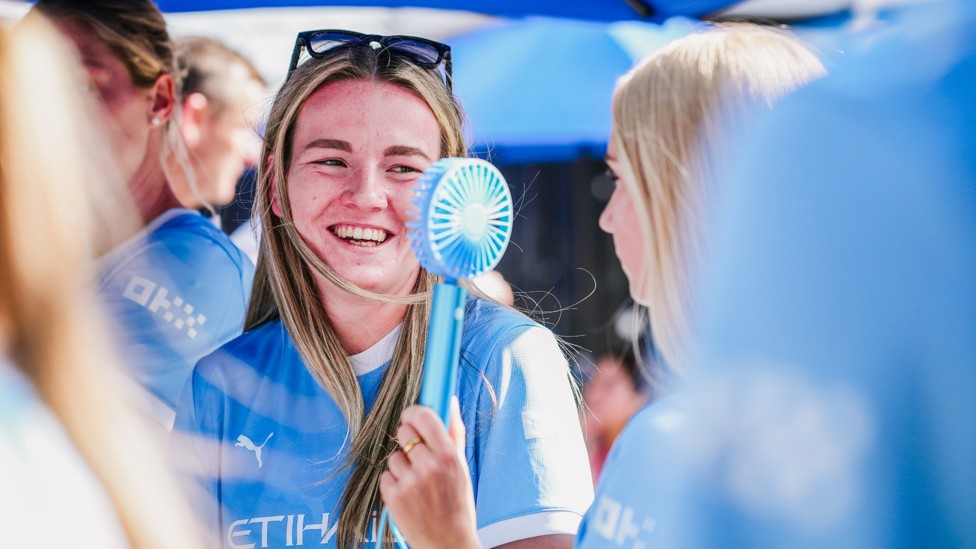 KEEPING COOL : Lauren Hemp gets out of the heat