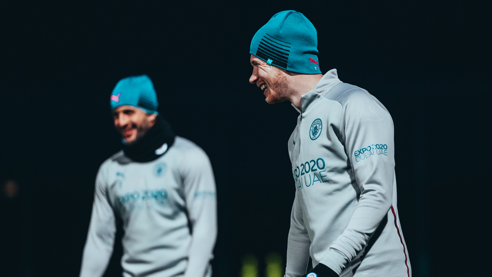 DOUBLE TROUBLE : Kyle Walker and Kevin De Bruyne pictured during Friday's session