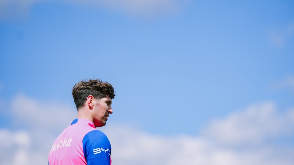 BLUE SKIES AHEAD : John Stones enjoying the glorious weather
