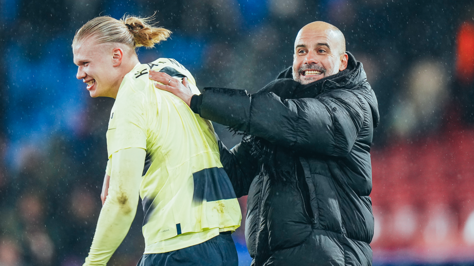 WHAT A SIGHT : All smiles for Haaland and the boss!