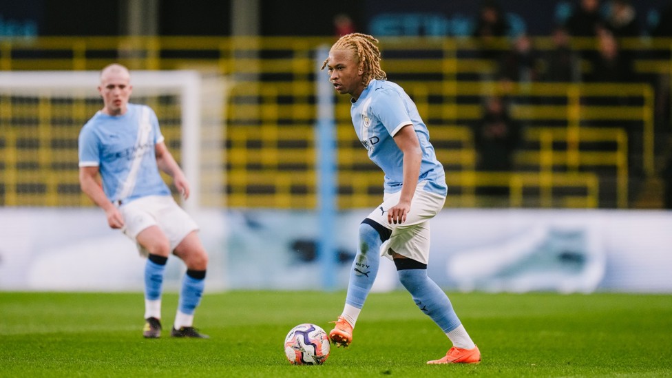 SAMBA ON THE BALL : Tyrone working hard in City's engine room. 