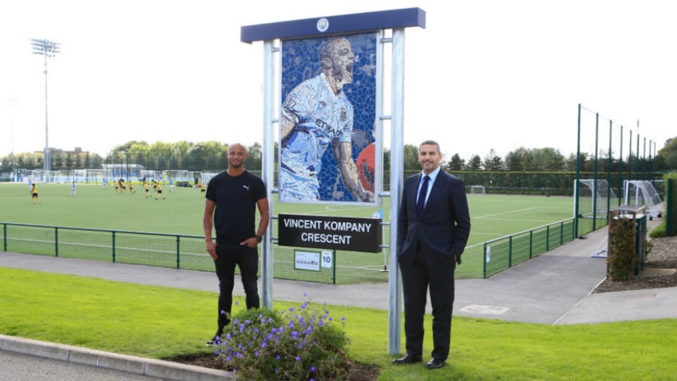 LIVING LEGEND : The man of the hour was immortalised earlier at the Manchester City Academy