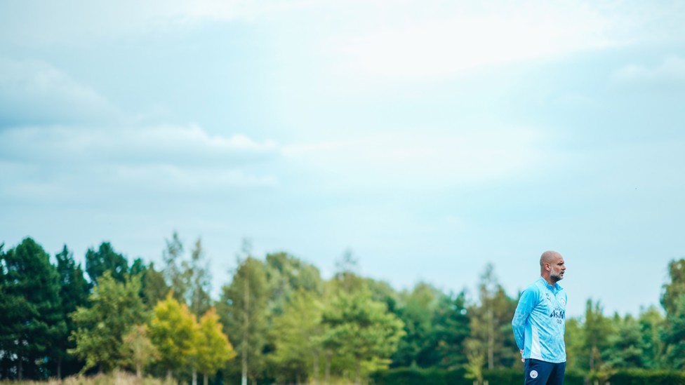 WATCHING ON : Guardiola keeps an eye on the session