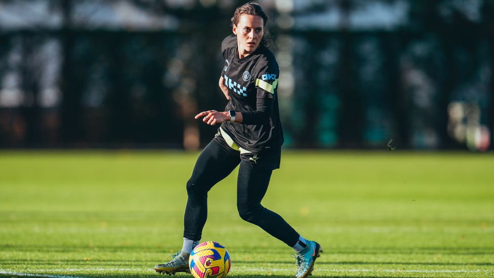 EYES FRONT: Hayley Raso weighs up the options