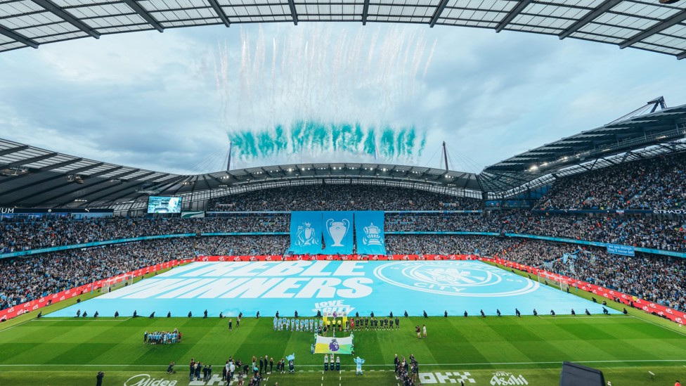 TREBLE WINNERS : Our 2022/23 haul was celebrated before the first home game of the season
