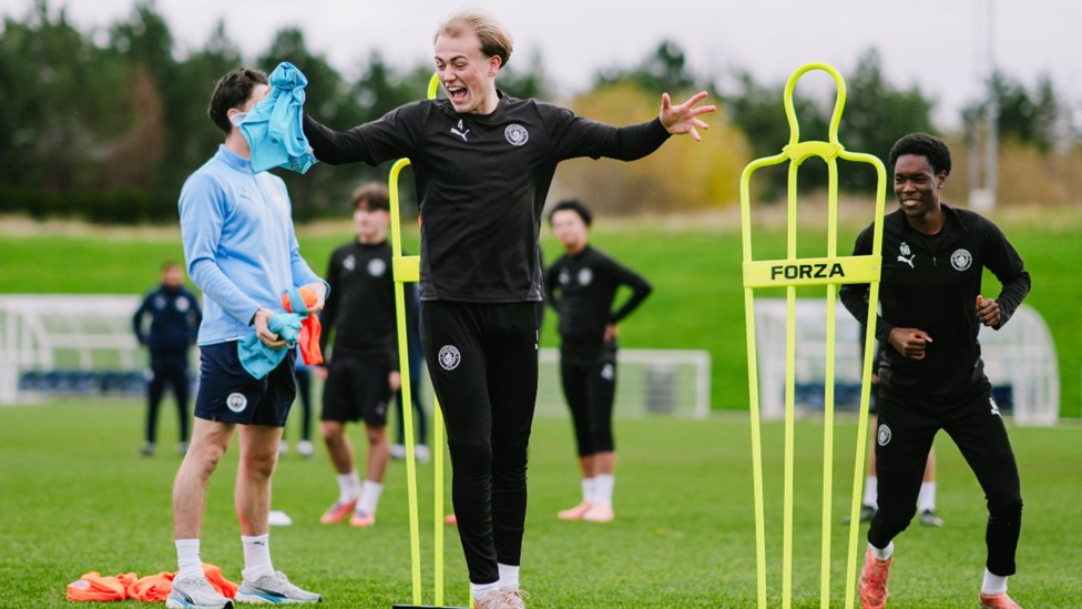 ALL SMILES: The expressions on the faces of Oliver Tevenan and Femi Fapetu summed up the mood in camp.
