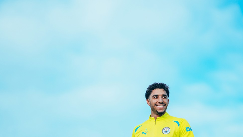 HIGH FLIER  : Omar Marmoush shares a smile. 