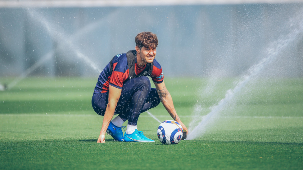 FOUNTAIN OF KNOWLEDGE: John Stones prepares for another training drill