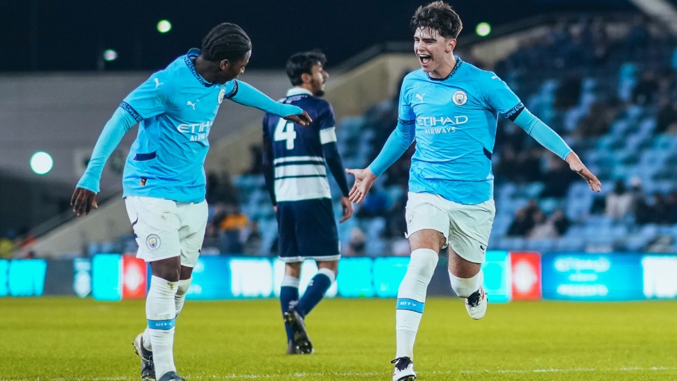 WHAT IT MEANS : Harrison Miles celebrates his first City goal.