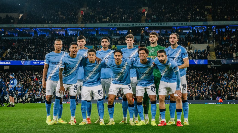 SQUAD GOALS: The City team line up ahead of kick-off.