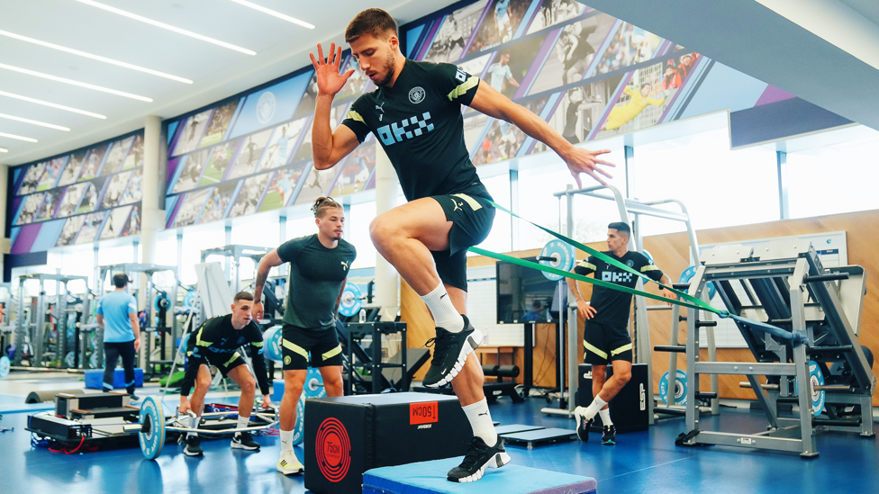 JUMP TO IT : Ruben Dias springing into action