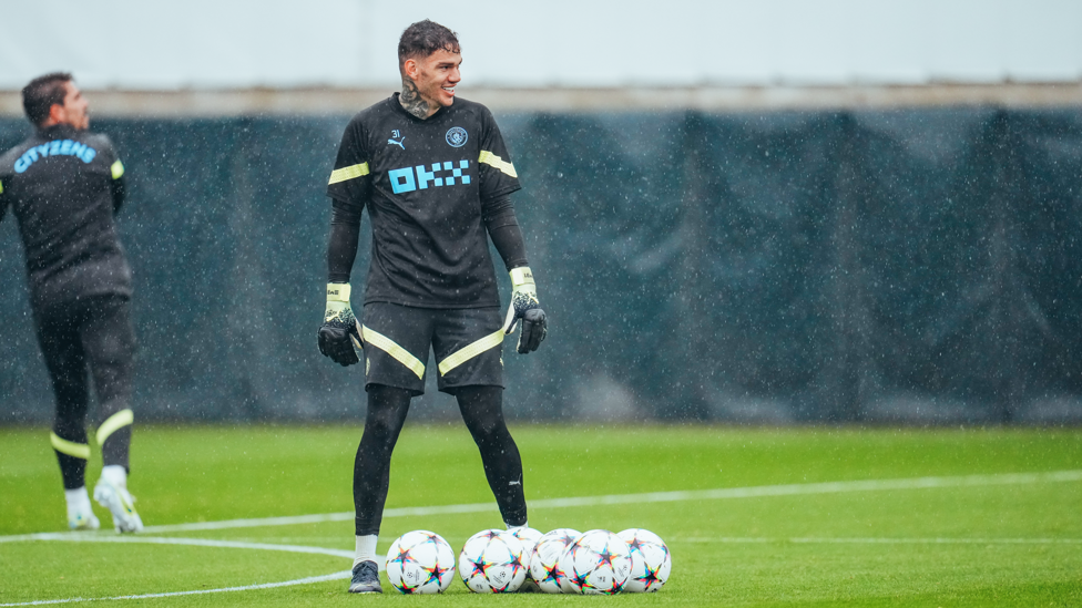 ON THE BALL : Ederson enjoying the elements