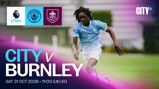 Manchester City U18s match announcement against Burnley on October 31, 2026, at 11:00 UK time. Image features a player in action.