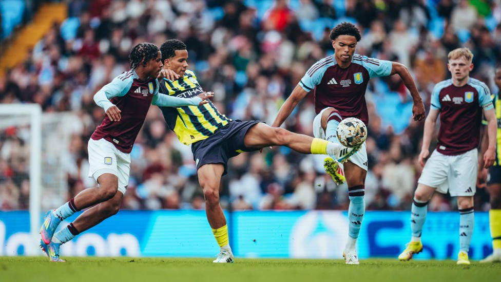 ON THE BIG STAGE  : Divine Mukasa in action during our FA Youth Cup final at Aston Villa. 