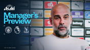 Manager's Preview for Manchester City vs Crystal Palace on 12 May 2026. Logos include Manchester City and the Premier League. Sponsored by Asahi Super Dry.