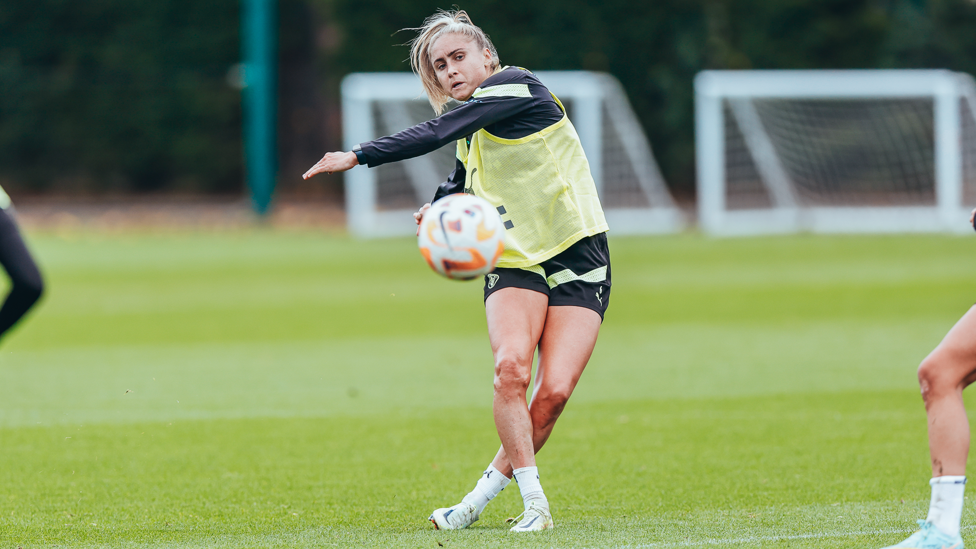 SKIPPER : Steph Houghton picks out a pass. 