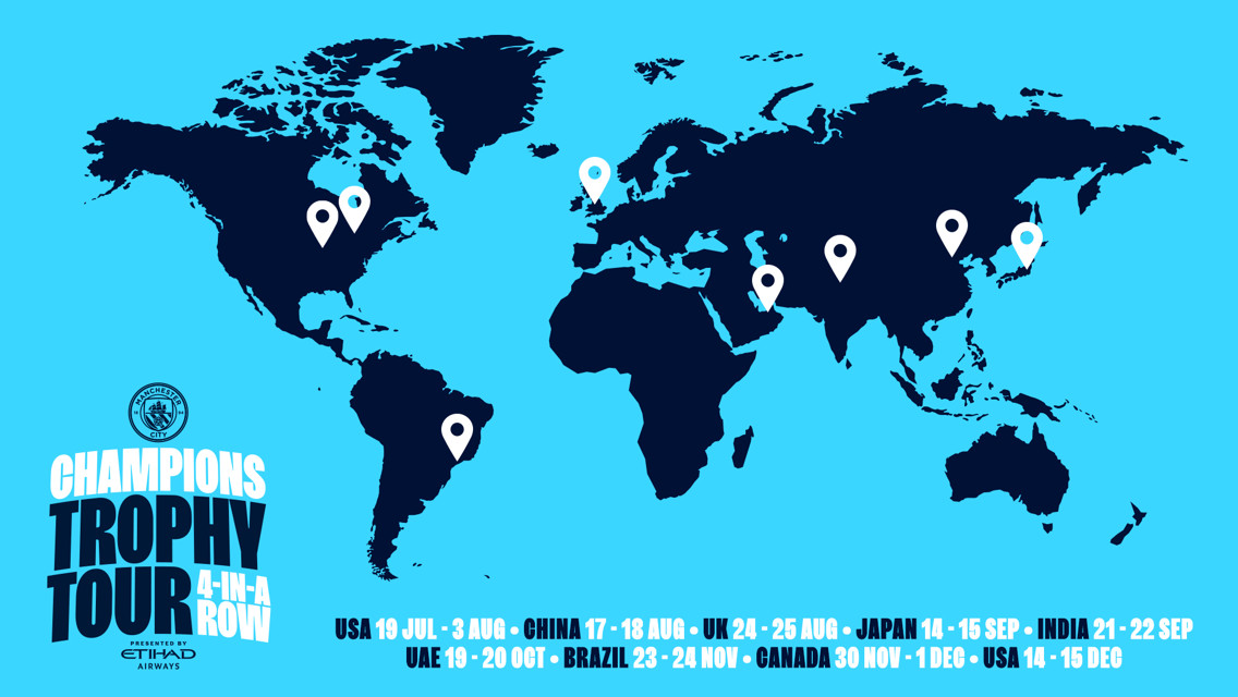Manchester City announces 'Champions 4-in-a-row Trophy Tour' presented by Etihad Airways