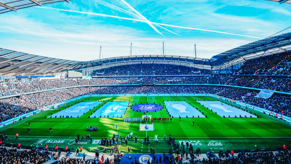 SKY BLUE: A cold autumn day with a clear blue sky over the Etihad