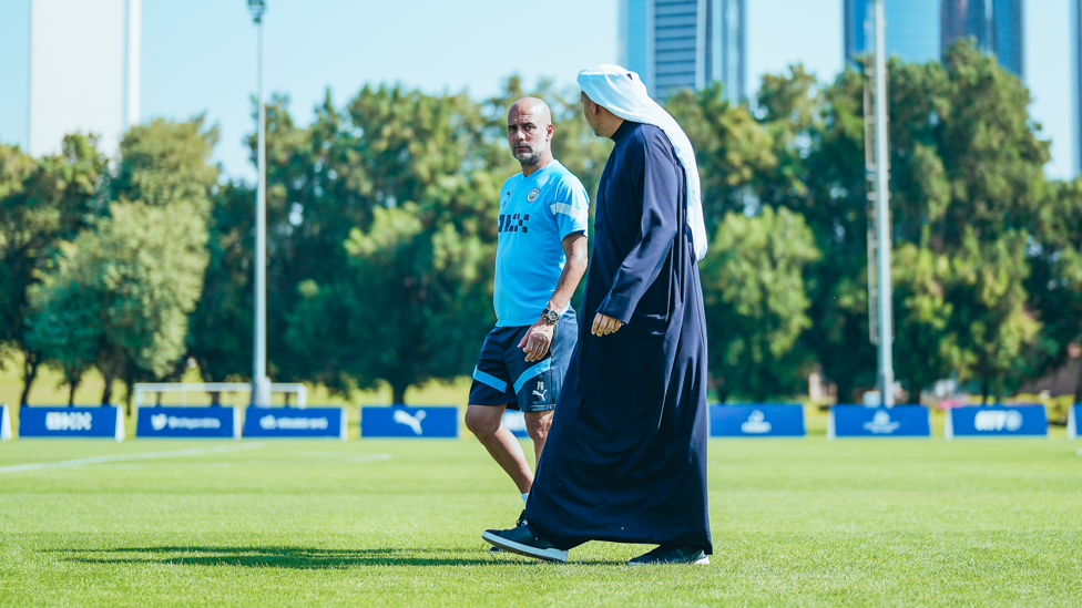 WALK AND TALK : Pep and the Chairman have a discussion before training