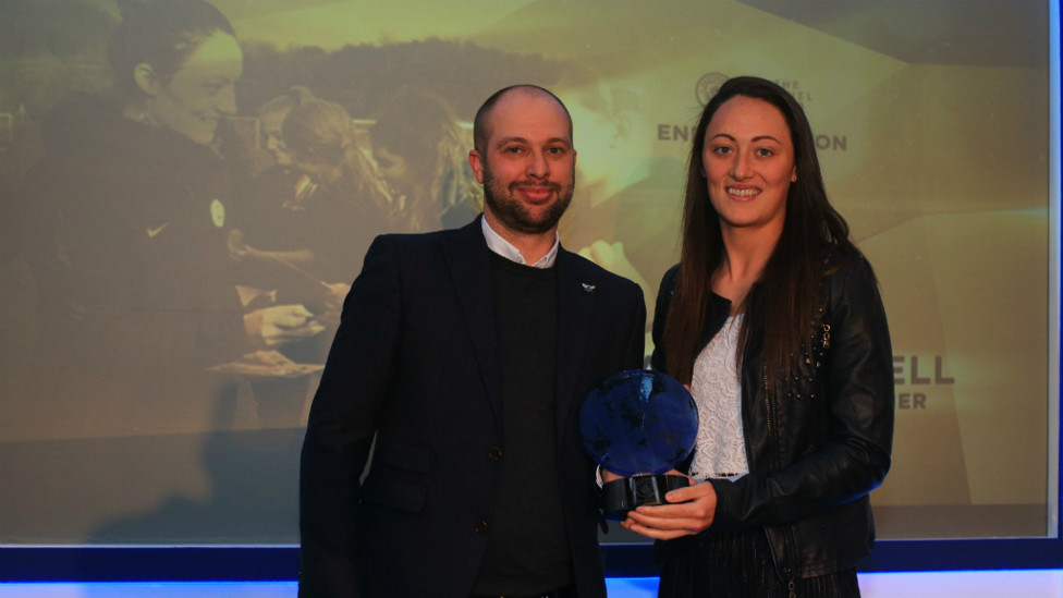 HEROINE : Megan Campbell received the Community Award for her work off the pitch, inspiring youngsters across the country