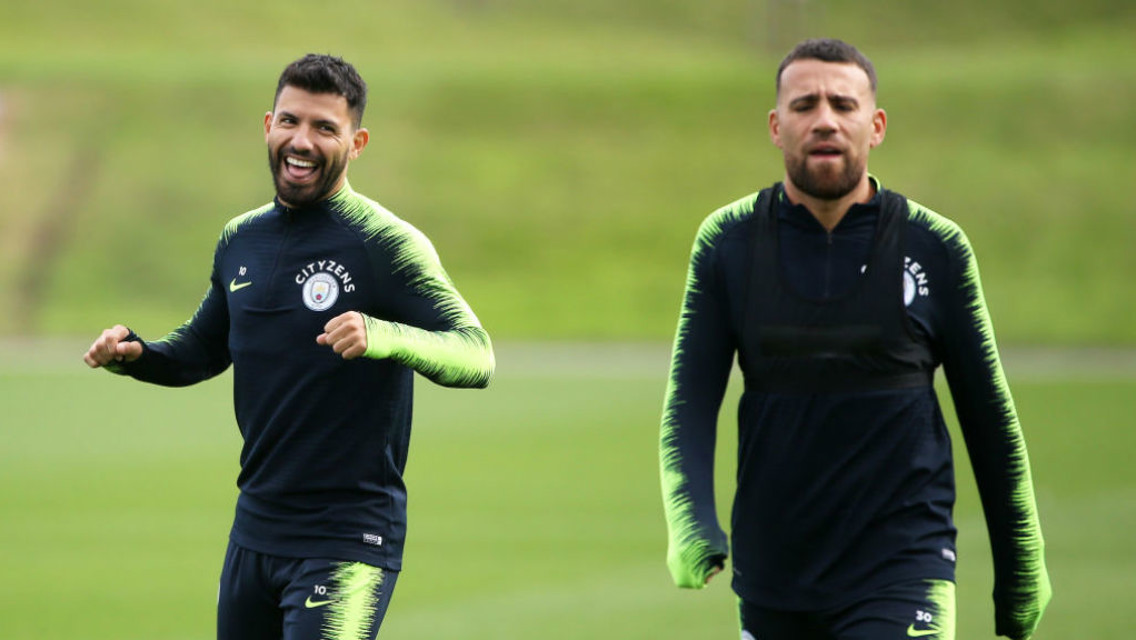 TWO'S COMPANY: City and Argentina team-mates Sergio Aguero and Nicolas Otamendi
