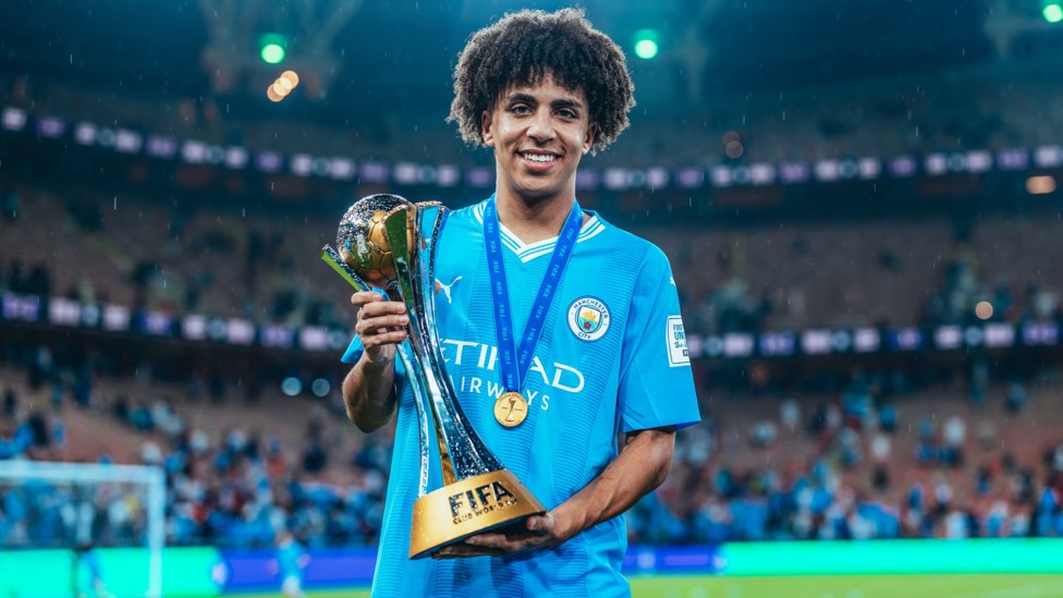 THE BEST IN THE WORLD : Lewis takes a moment to celebrate City's Club World Cup win.