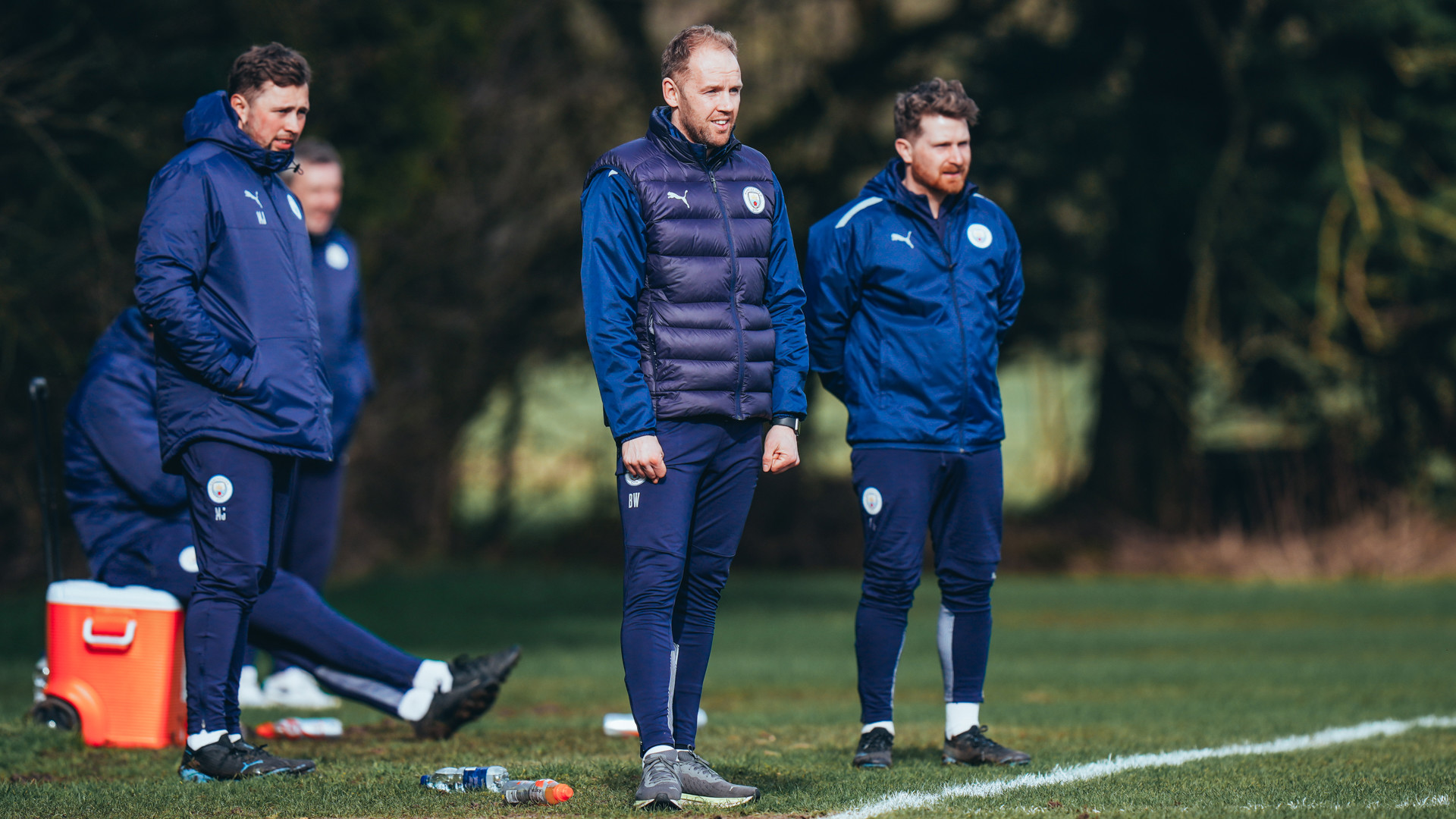 WATCHING BRIEF: Ben Wilkinson and the City coaches look on