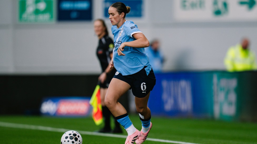 ON THE BALL  : Grace Clinton looks to stamp her authority on proceedings. 