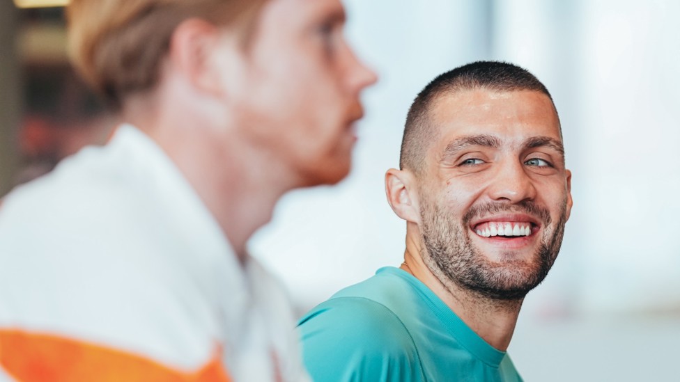 GOALSCORER : Mateo Kovacic in high spirits after his stunner against Luton