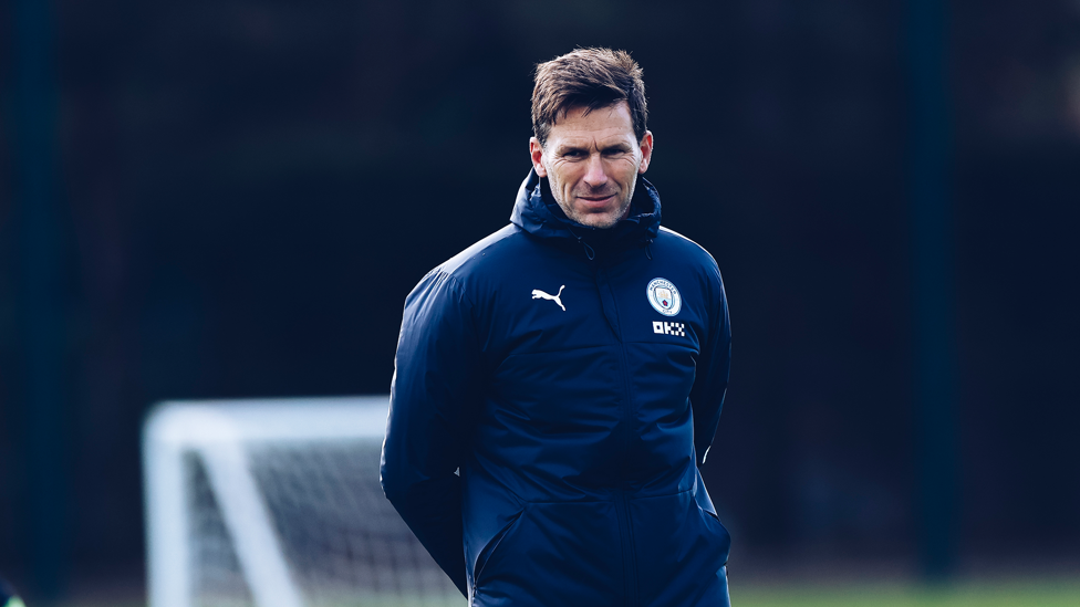THE BOSS : Gareth Taylor watches on