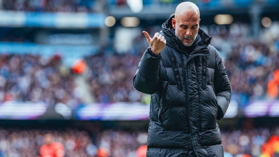 THE BOSS: Pep Guardiola ponders on proceedings.