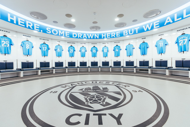 Home Team Dressing Room with players shirts