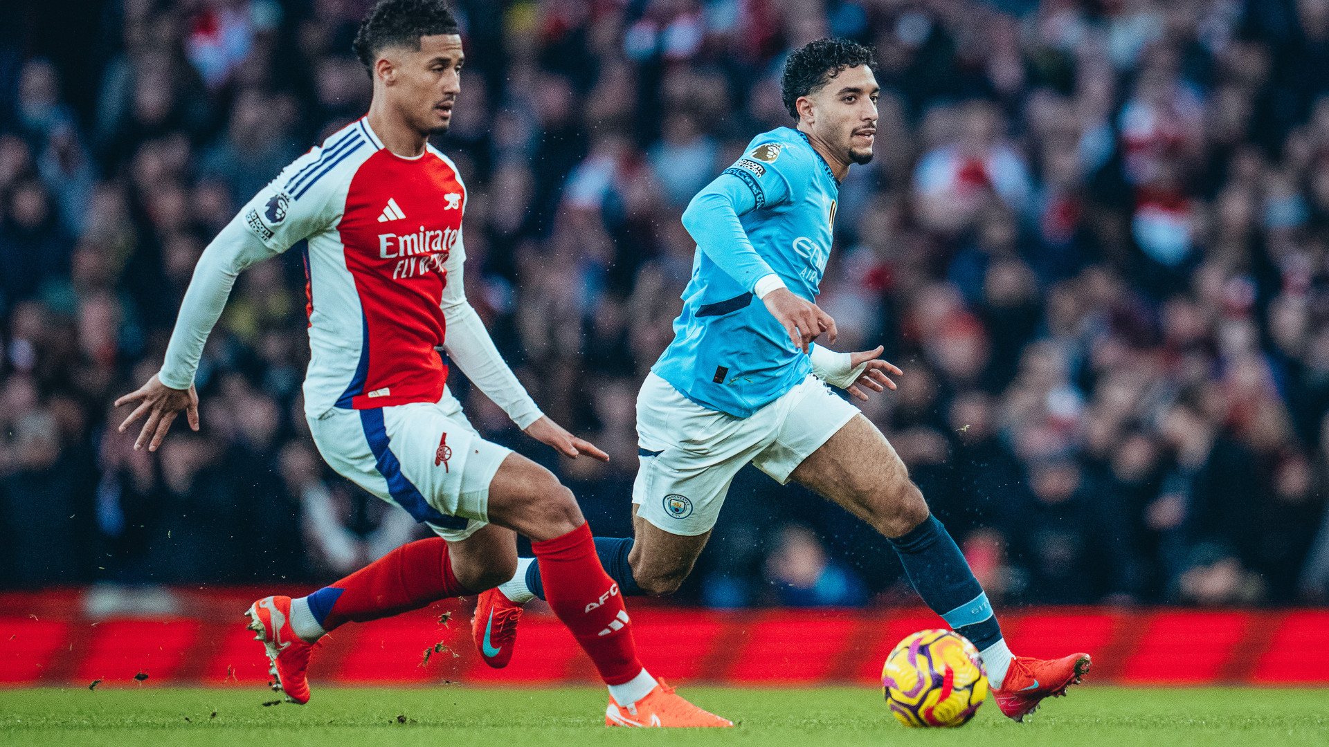 ALL FIRED UP: Omar Marmoush takes the fight to Arsenal.