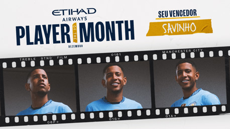Savinho é eleito o jogador do mês da Etihad em dezembro 