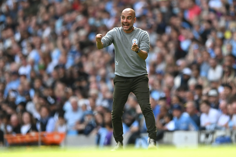 CITY IN THE DRIVING SEAT : Pep steered his side to a dominant display at the Etihad.