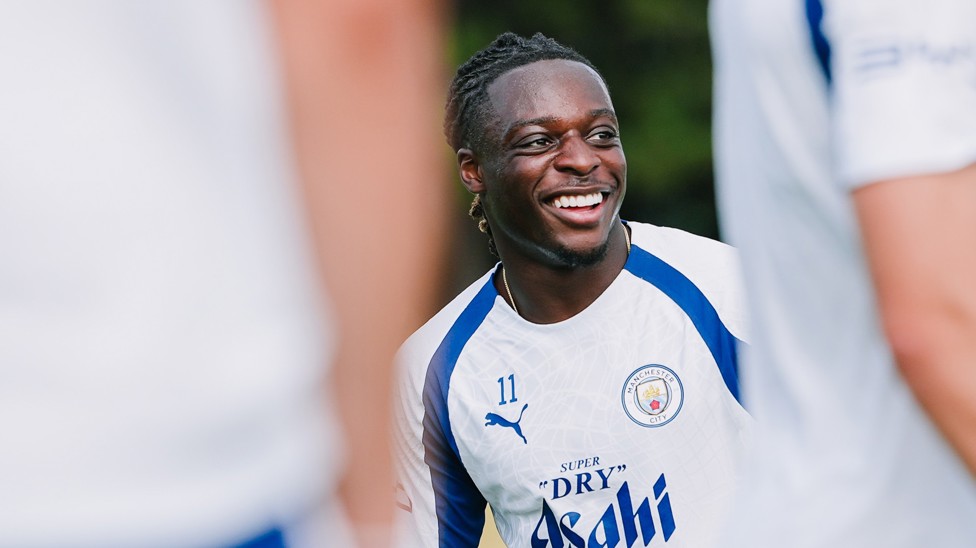 PEAK FORM: Jérémy Doku looking happy and relaxed ahead of Sunday's game in Cardiff