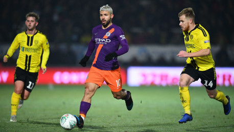 SERG-ING FORWARD: Sergio Aguero looks to start another City attack
