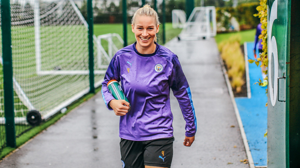 SOAKED TO THE BONNER : A typical Manchester training session.