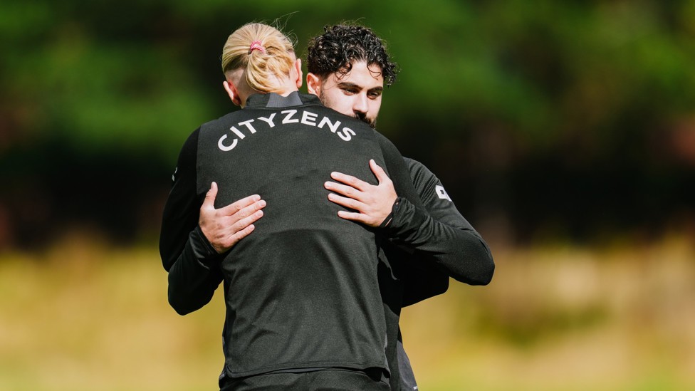BROTHERS IN ARMS : Erling Haaland and Josko Gvardiol are happy to reunite.