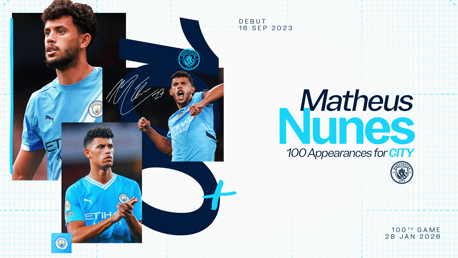 Nunes reaches 100 City appearances