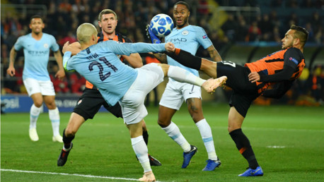 VOLLEY GOOD SHOW: David Silva causes panic in the Shakhtar ranks with this effort on goal
