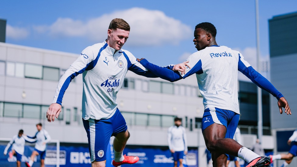 TWO LIONS : Elliot Anderson and Marc Guéhi prepare for Sunday.