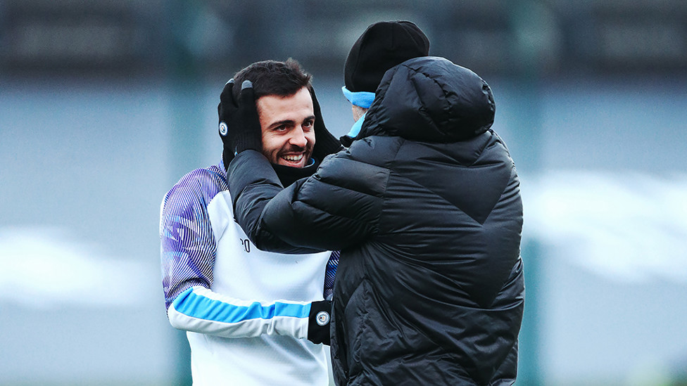 BACK IN BUSINESS : The boss gives a warm welcome to Bernardo Silva